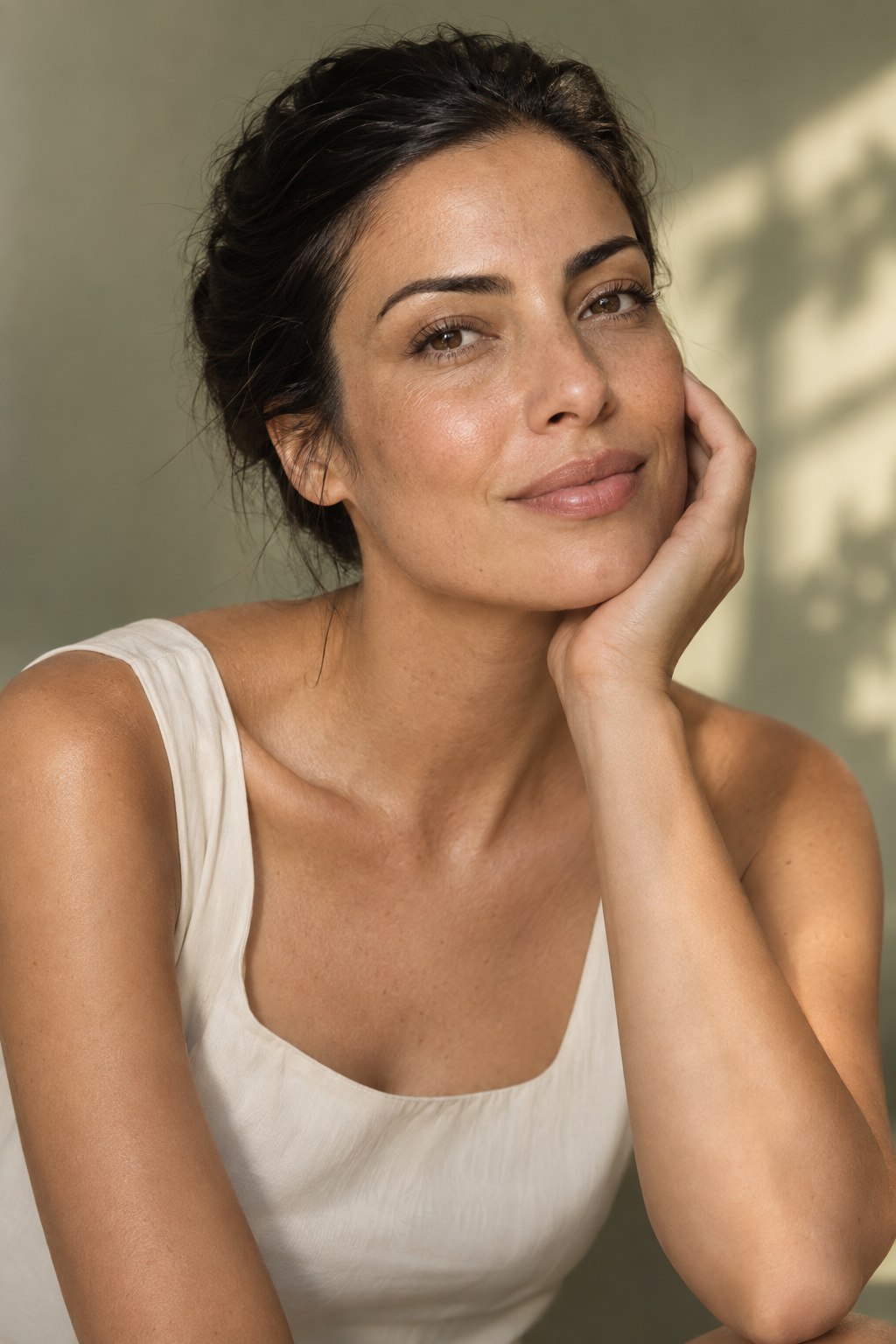 Portrait of a woman with natural skin texture