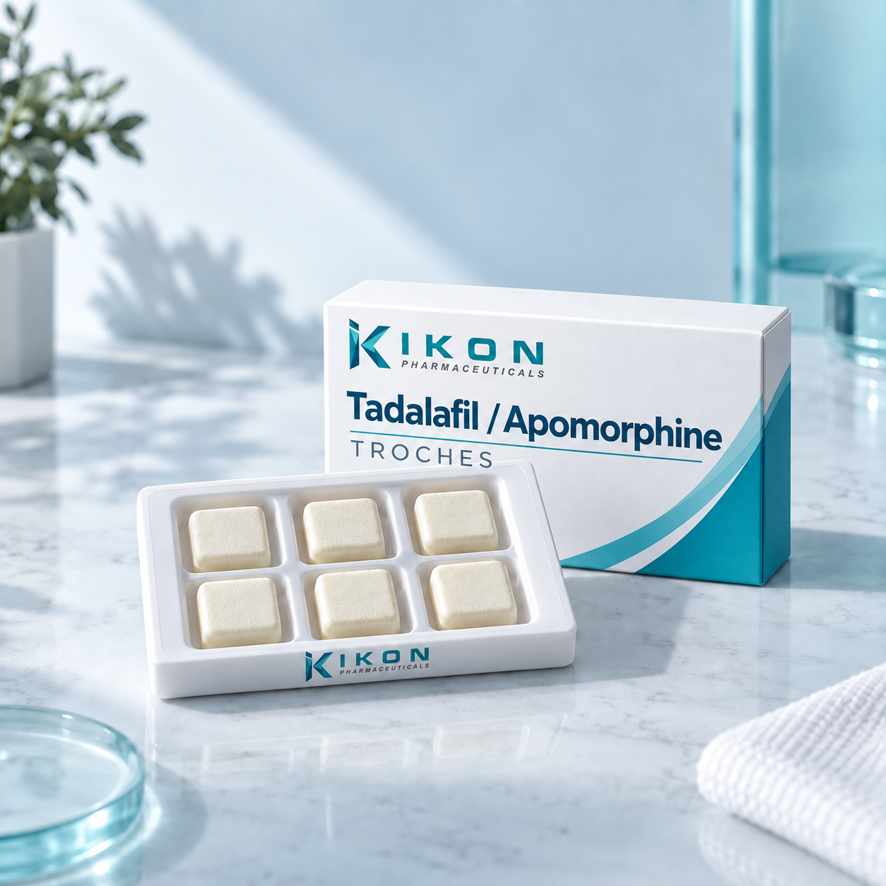 IKON Tadalafil / Apomorphine Troches branded packaging concept