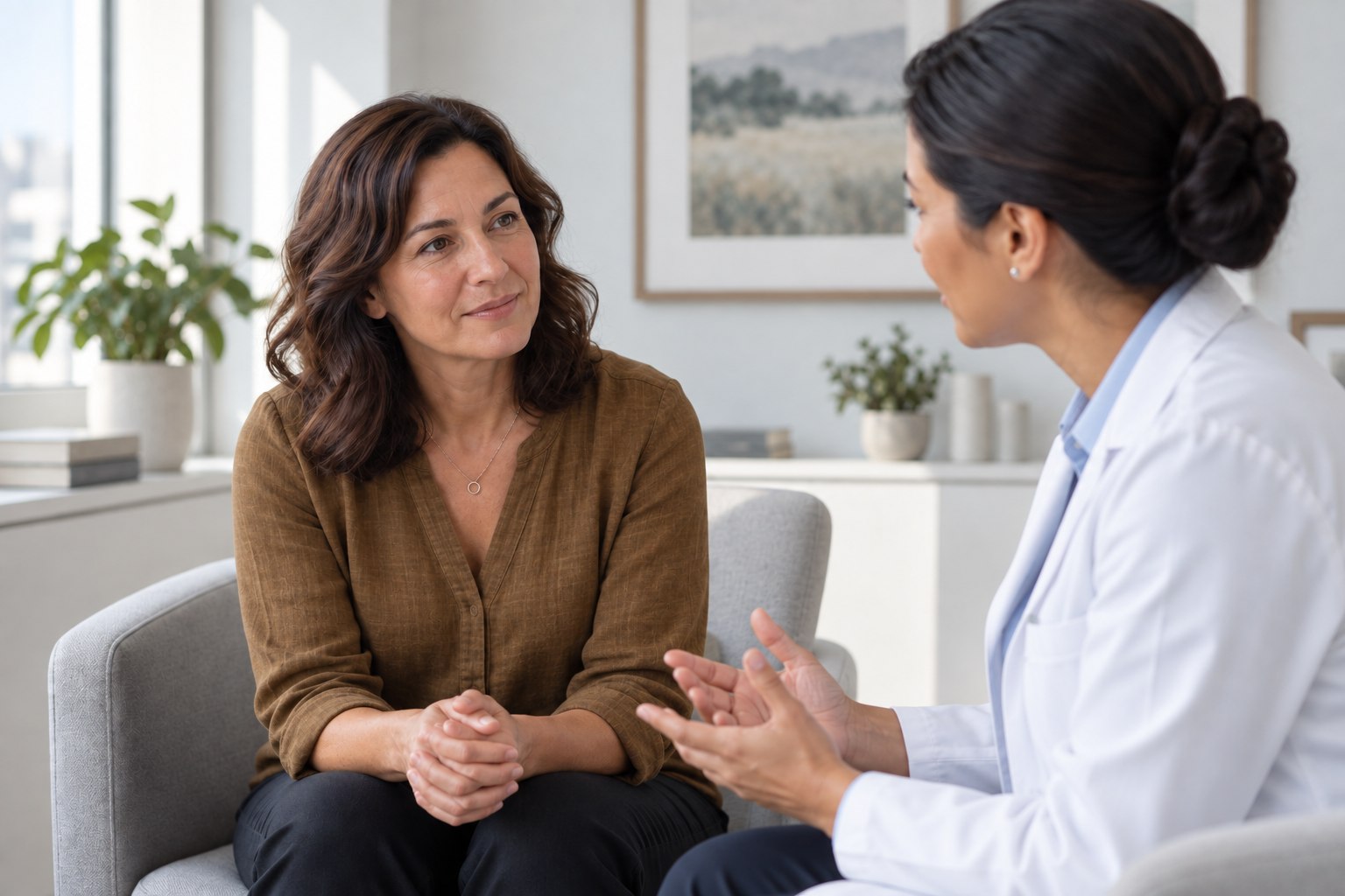 Patient and healthcare professional in conversation