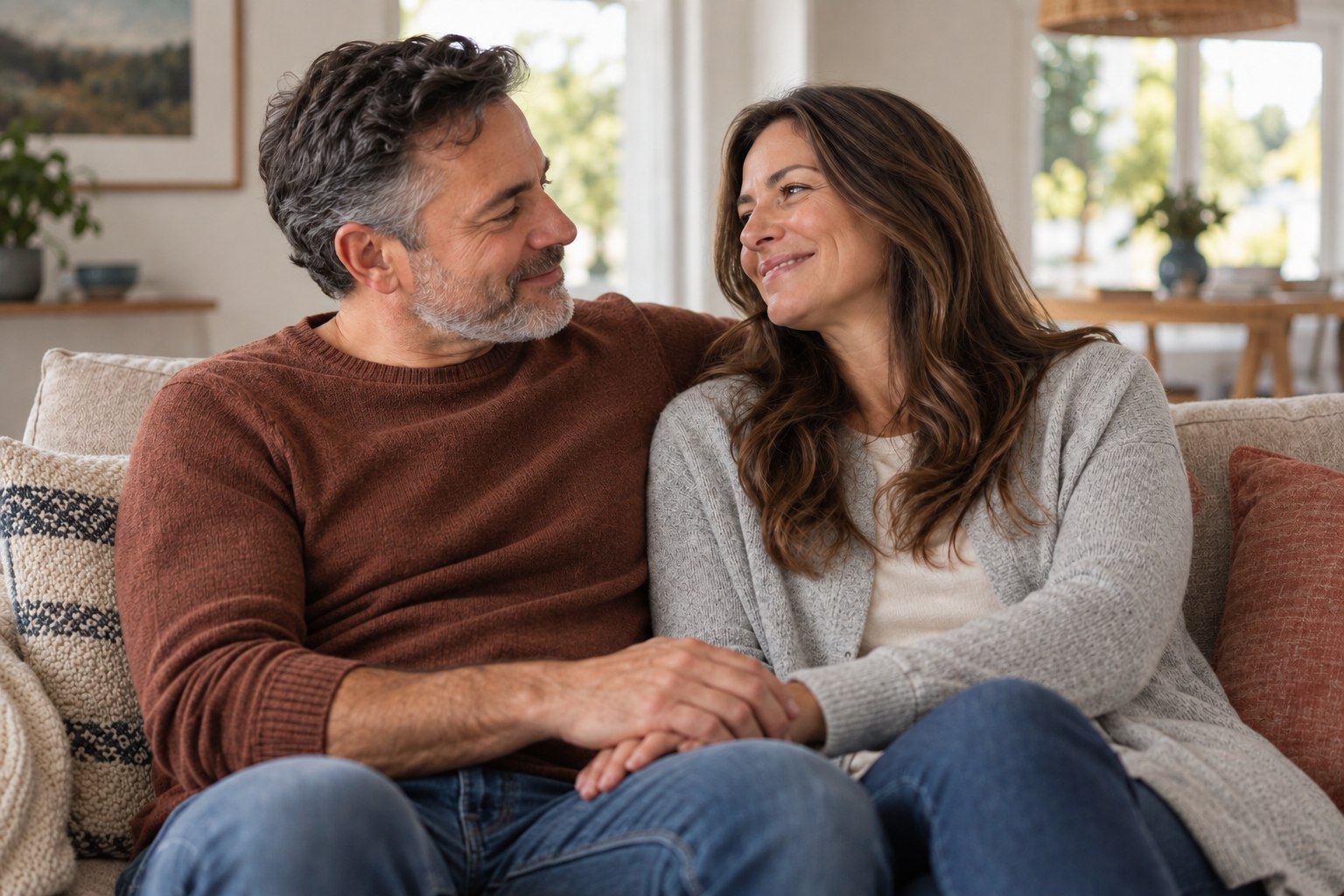 Adult couple enjoying a relaxed moment together